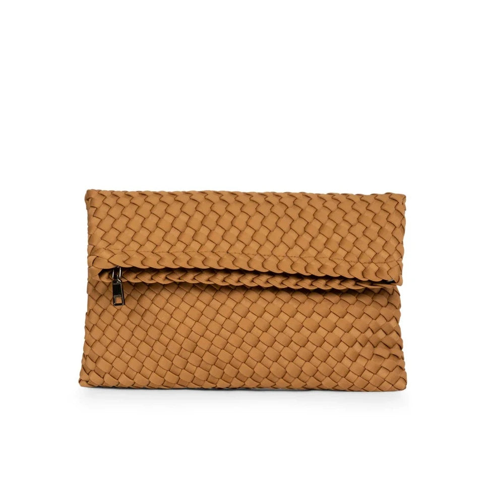 Val Camel Convertible Woven Crossbody