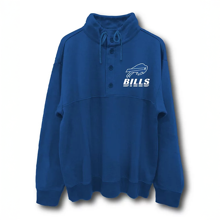 Bills Mock Neck 1/4 Button Up