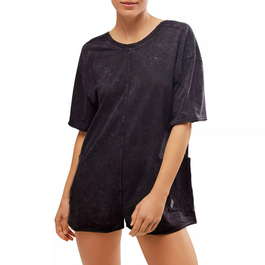 Hot Shot Tee Romper in Black