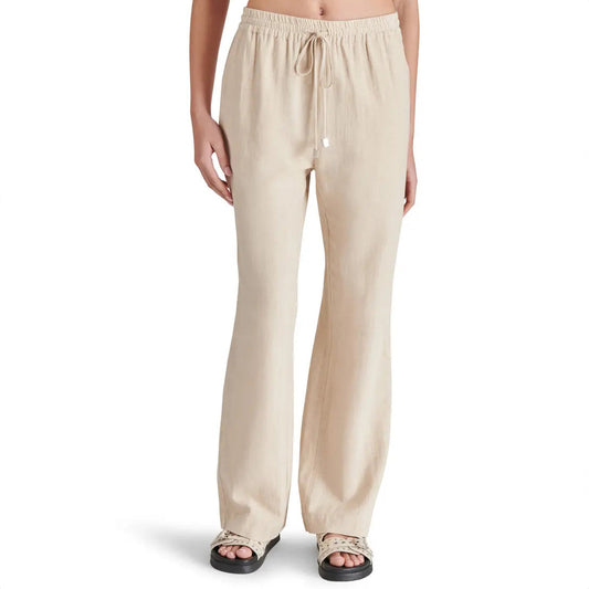 Venetia Cotton & Linen Drawstring Pants in Natural