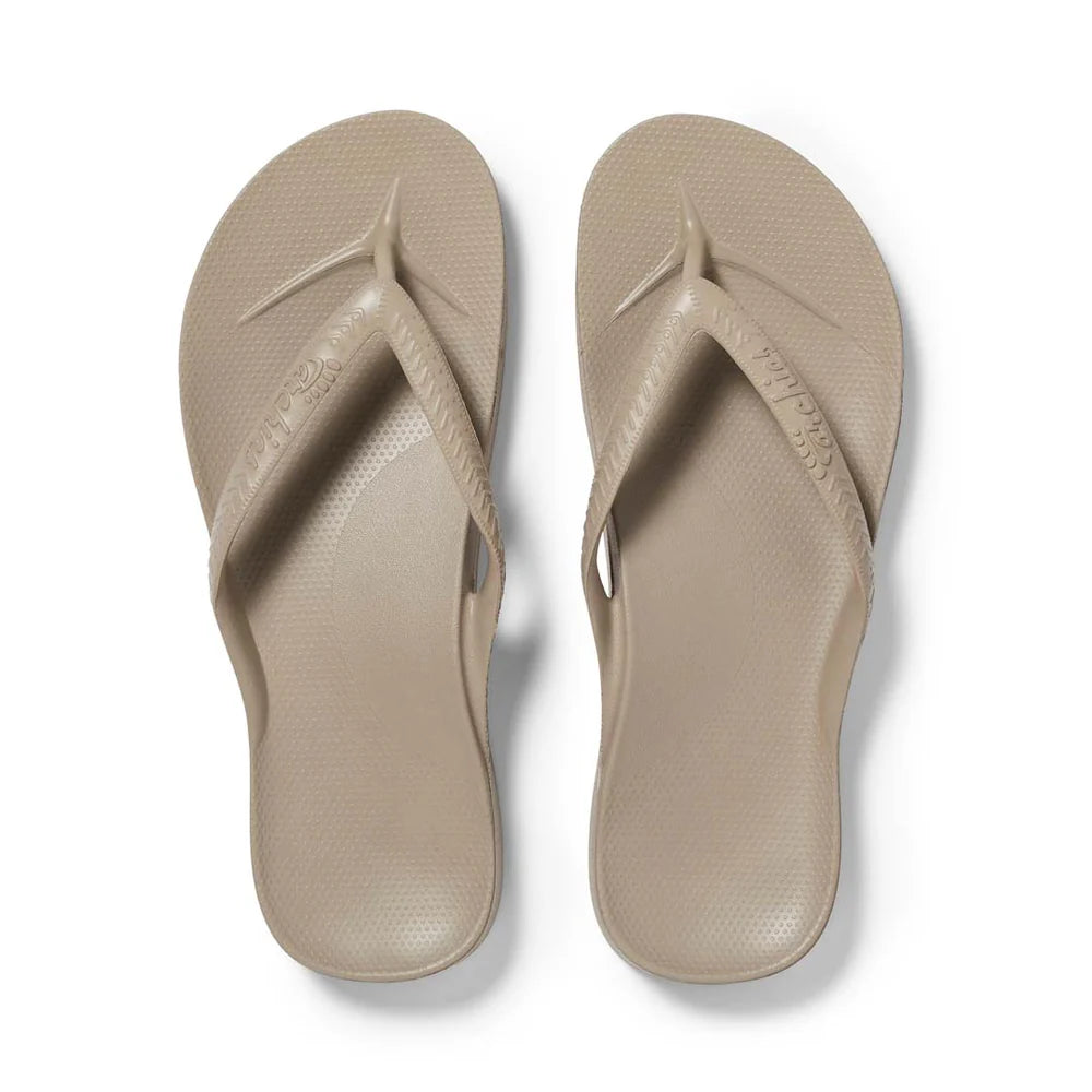 Arch Support Flip Flops in Taupe