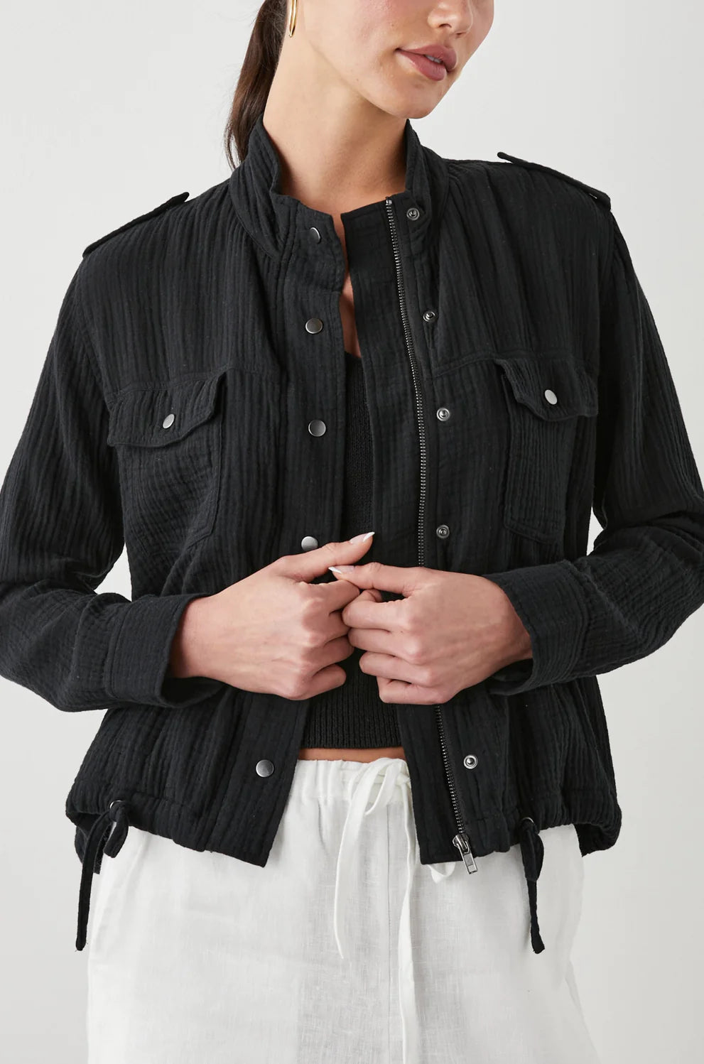 Collins Jacket in Gauze Black