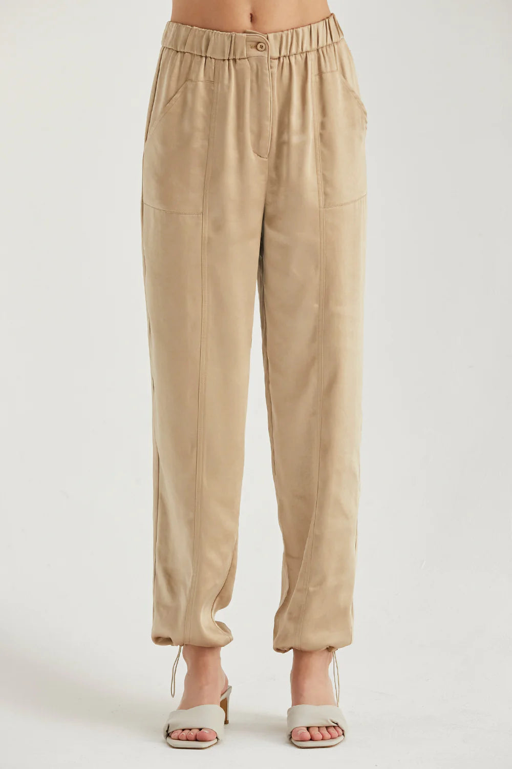 Jordyn Satin Joggers in Khaki