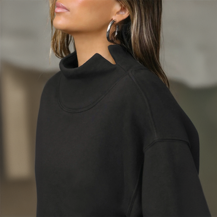 Turtleneck Sweatshirt Black Terry