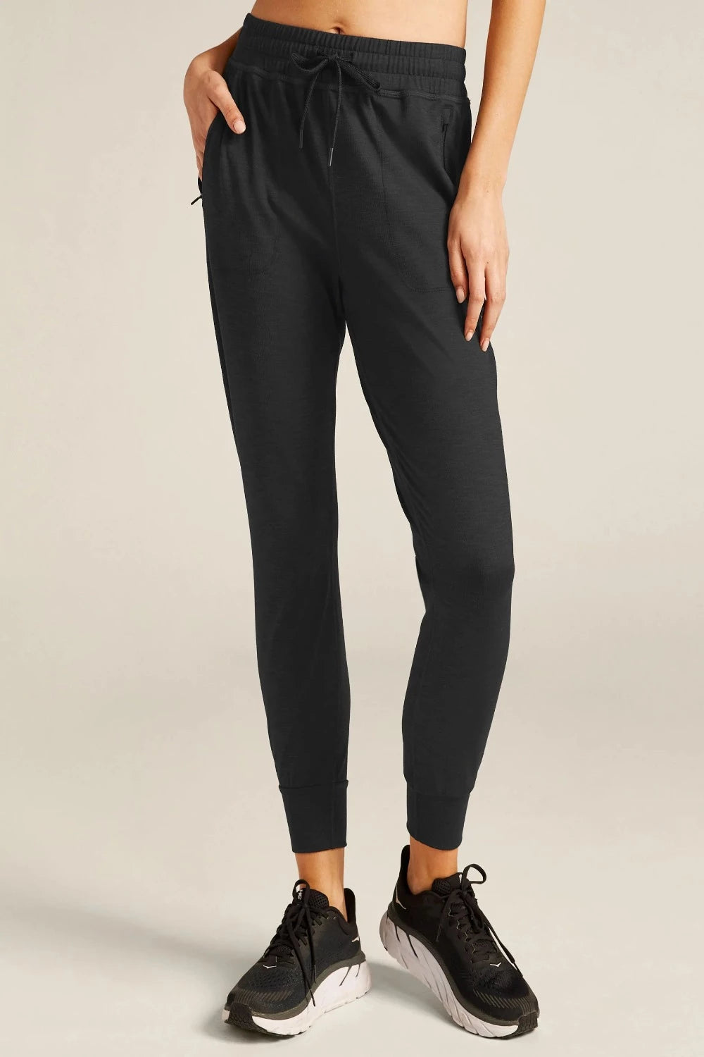 Heather Rib street Jogger in Black Heather