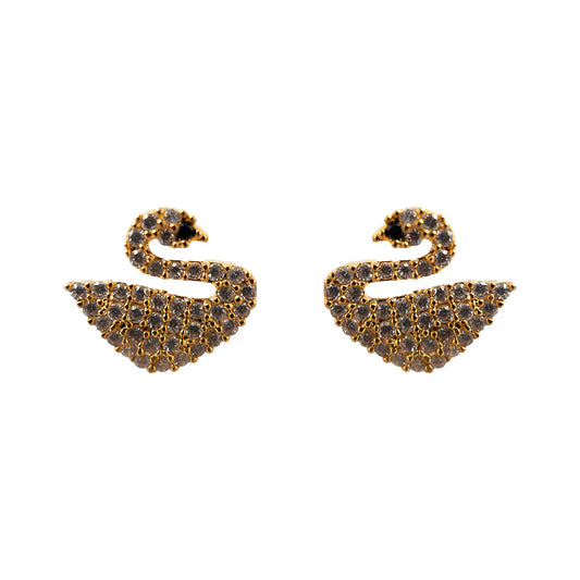 Crystal Swan Stud Earring