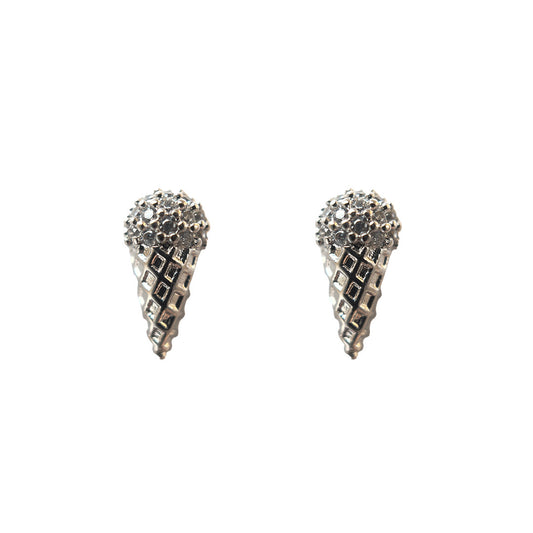 Crystal Ice Cream Cone Stud