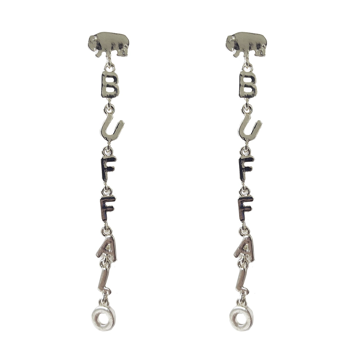 Buffalo Linear Enamel Earring in Silver