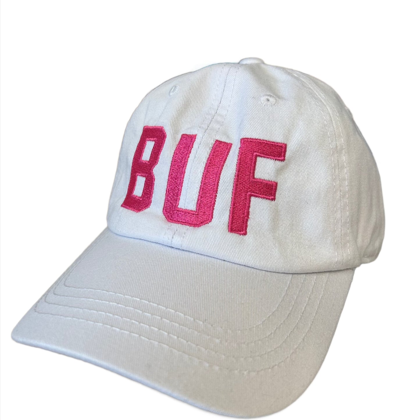 BUF Baseball Cap in White/Neon Pink