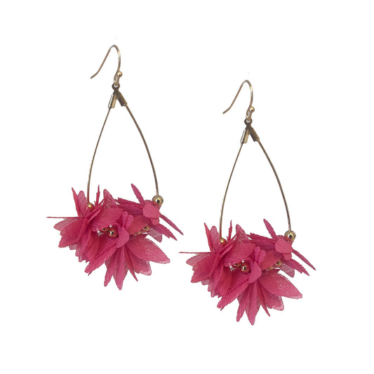 Tulle Teardrop Earring in Hot Pink