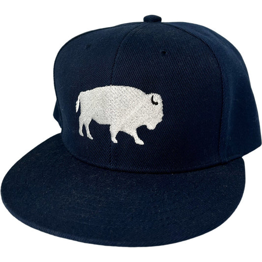 Standing Buffalo Flat Rim Hat in Navy/White