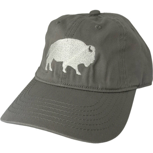 Standing Buffalo Baseball Hat in Light Grey/White