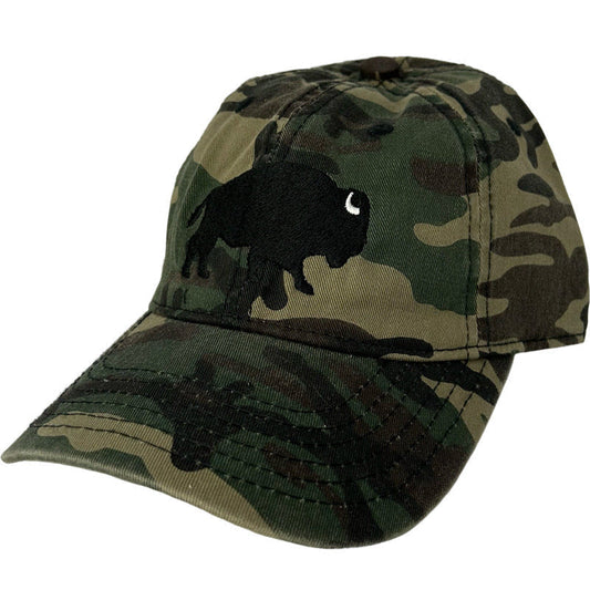 Standing Buffalo Baseball Hat in Camo/Black