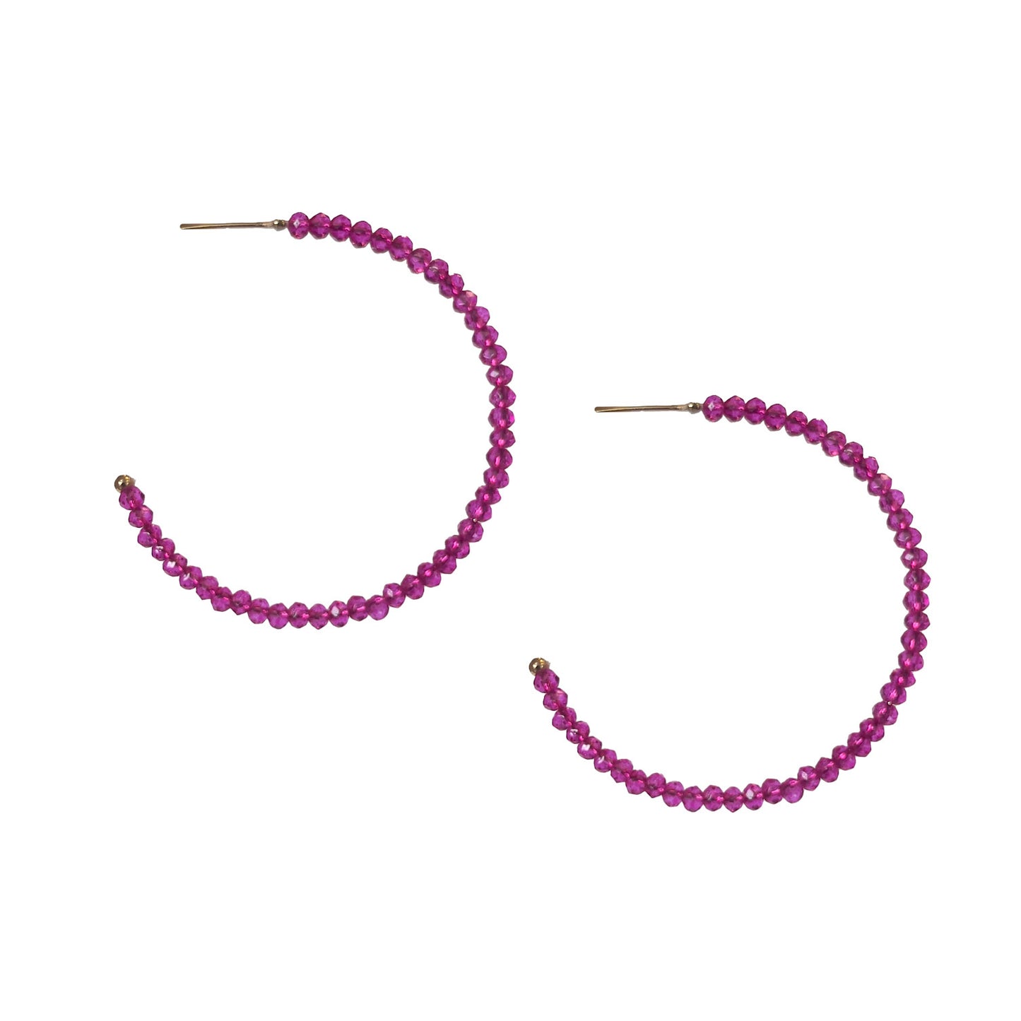 Color Bead Hoop Earring in Fuchsia