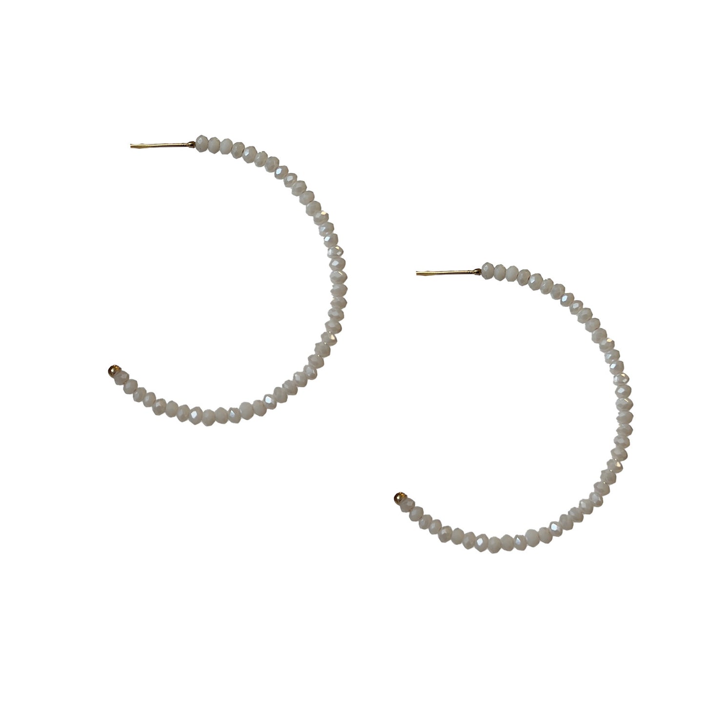 Color Bead Hoop Earring in White