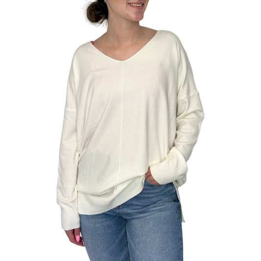 V-Neck Sweater in Ivory