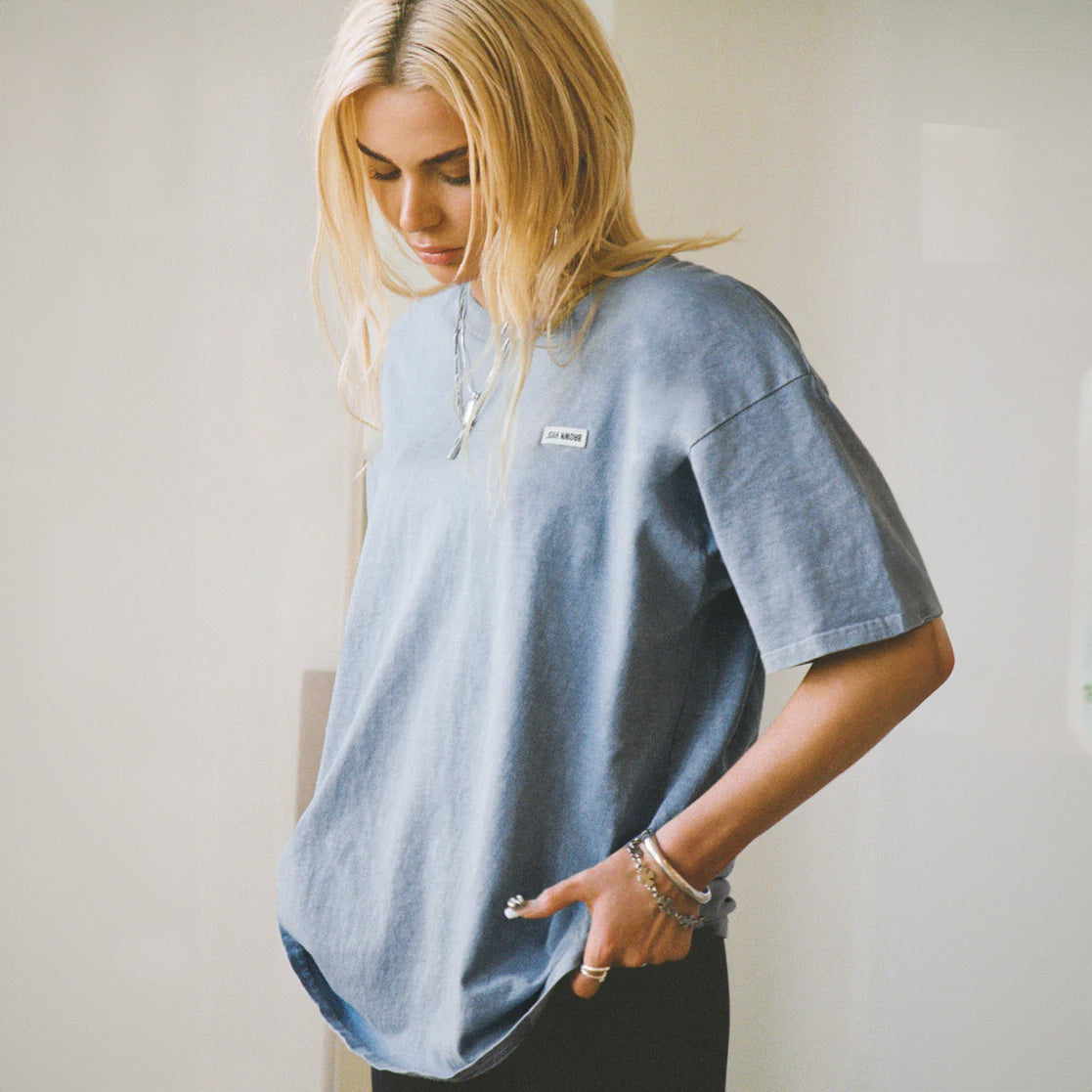 Oversized Crew Tee in Denim