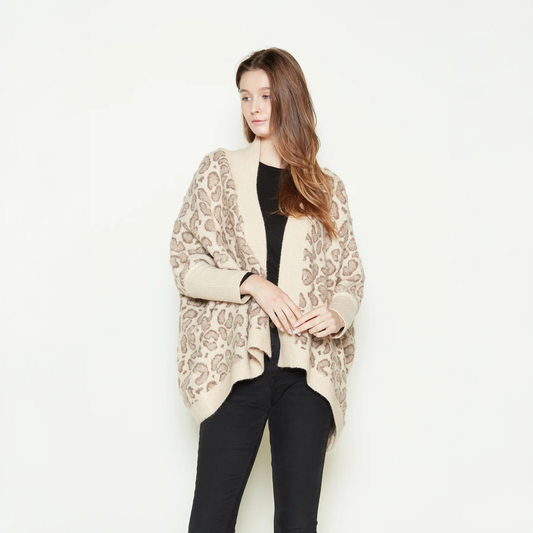 Boucle Leopard Cape Cardigan