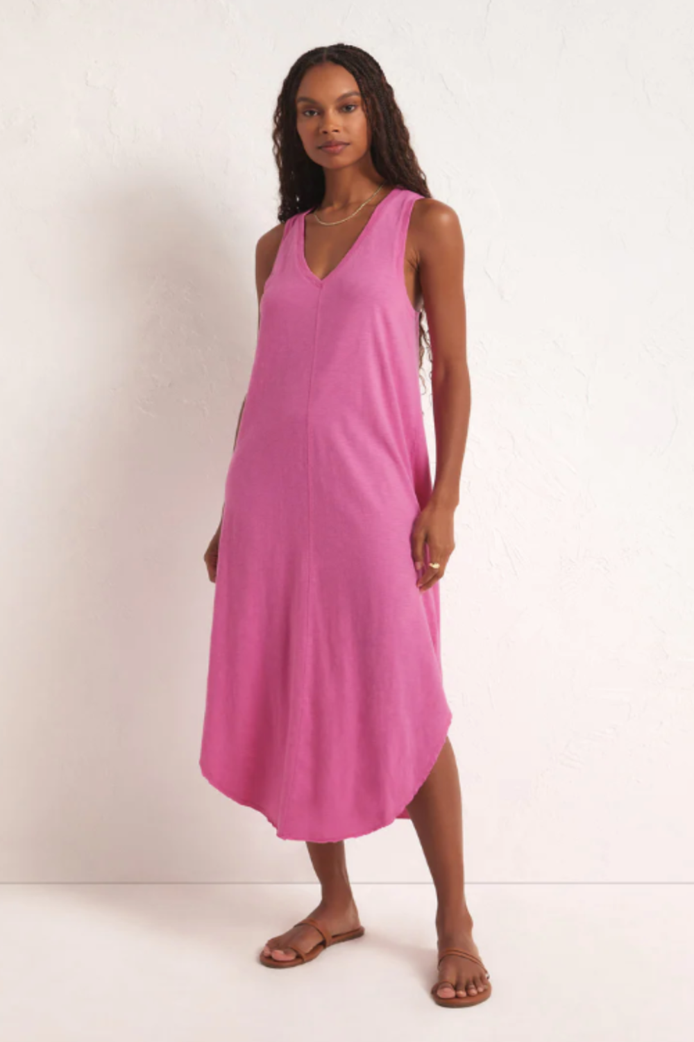 The Reverie Slub Dress in Heartbreaker Pink