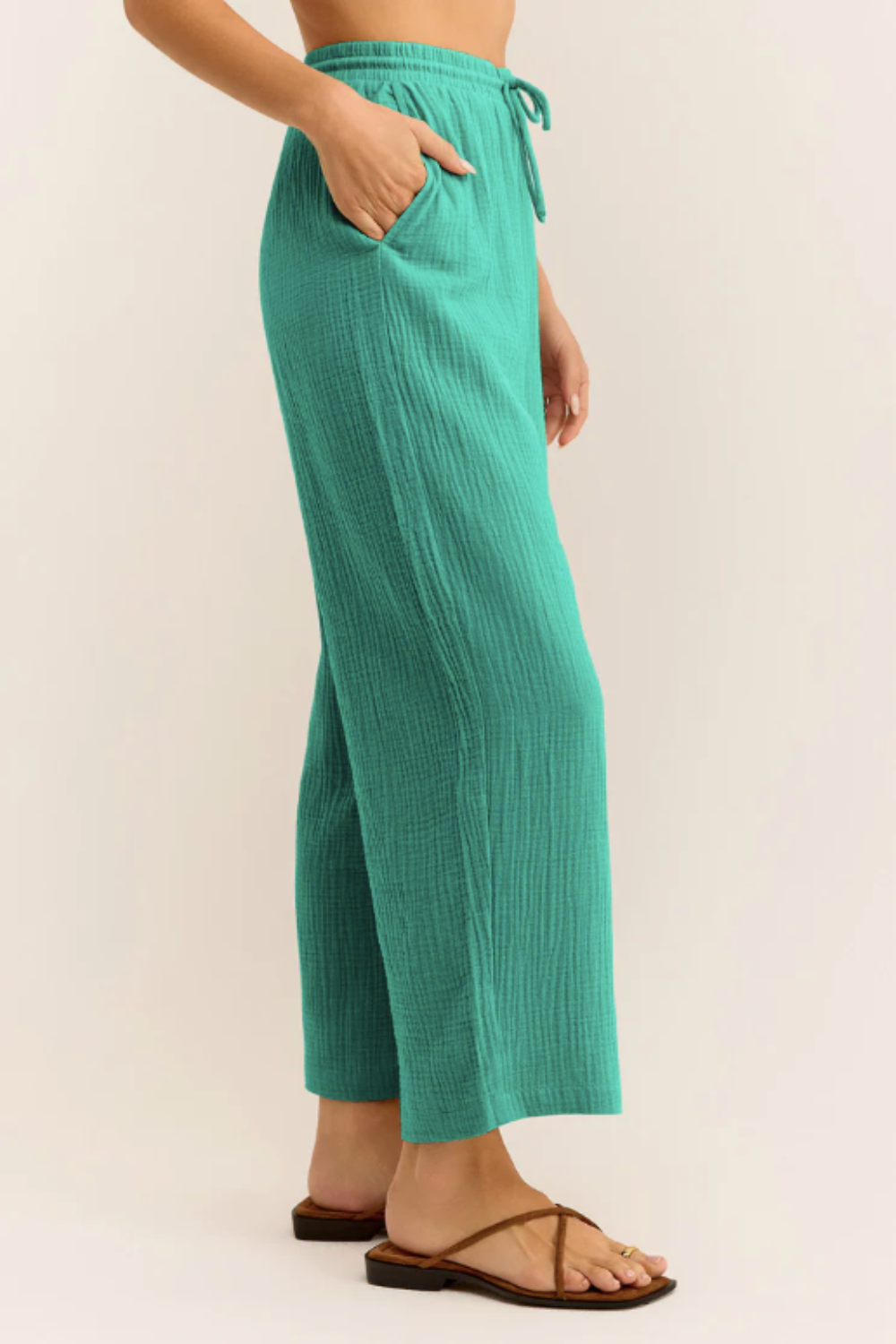 Barbados Gauze Pant in Cabana Green