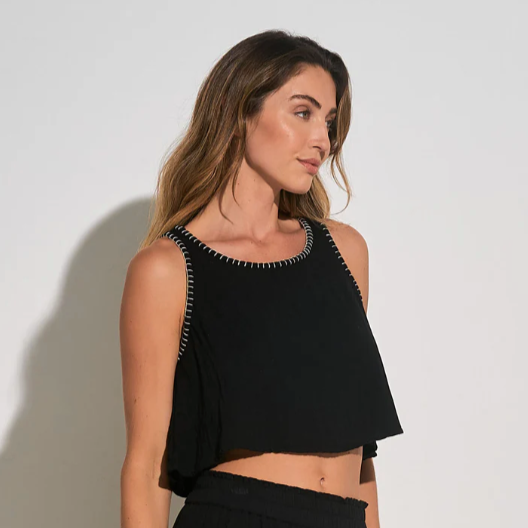 Flowy Cropped Tank in Black