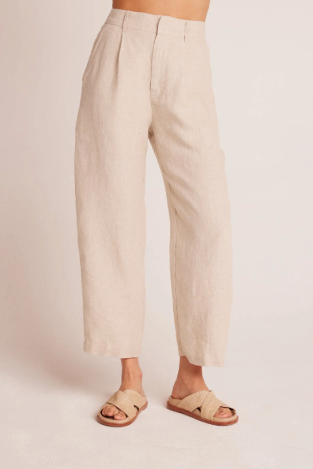 Relaxed Pleat Front Trouser in Linen Sand