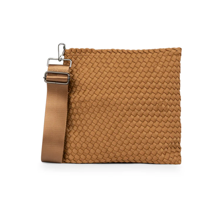 Val Camel Convertible Woven Crossbody