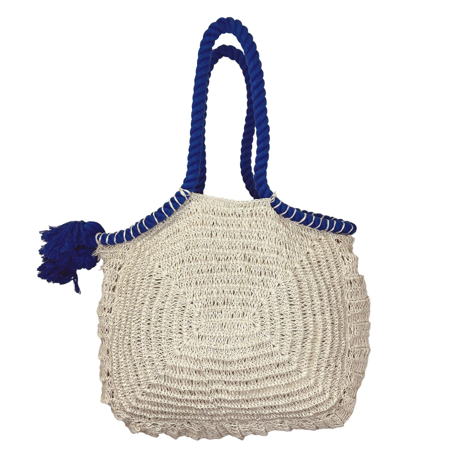 Amalfi Jute Bag Rope Handle in Navy/White