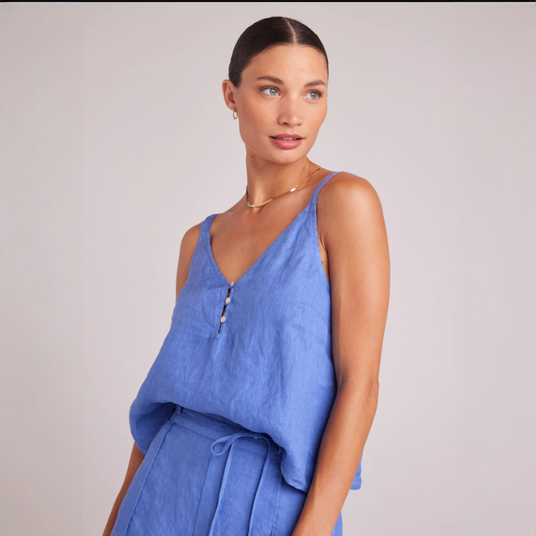 Button Front Cami in Bahia Blue