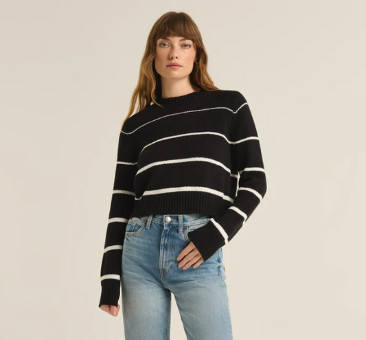 Milan Stripe Sweater in Black