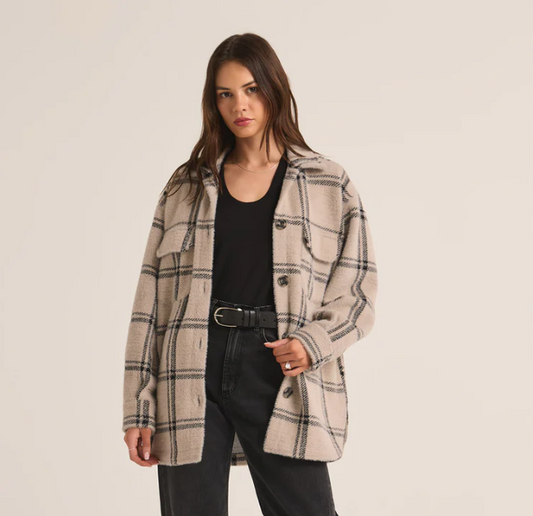 Plaid Tucker Jacket in Crystal Grey