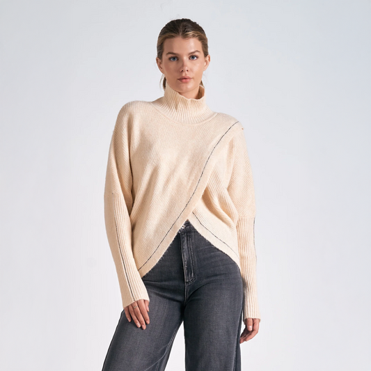 Cross Front Sweater in Off White