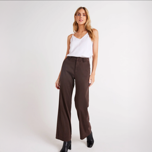 Sydney Wide Leg Pant in Chestnut Brown