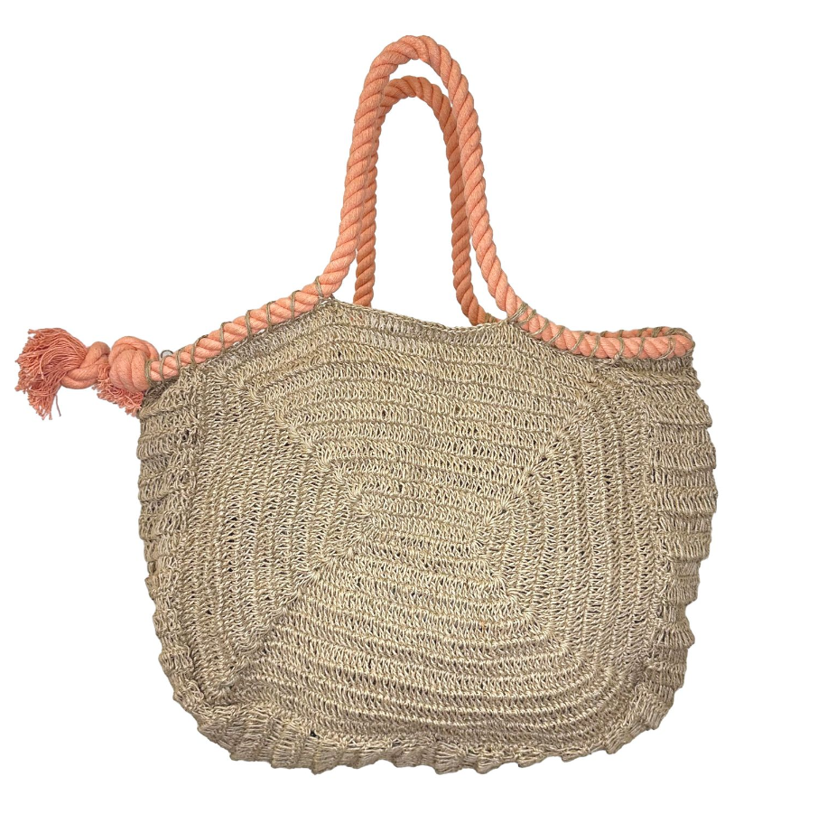 Amalfi Jute Bag Rope Handle in Natural/ Coral