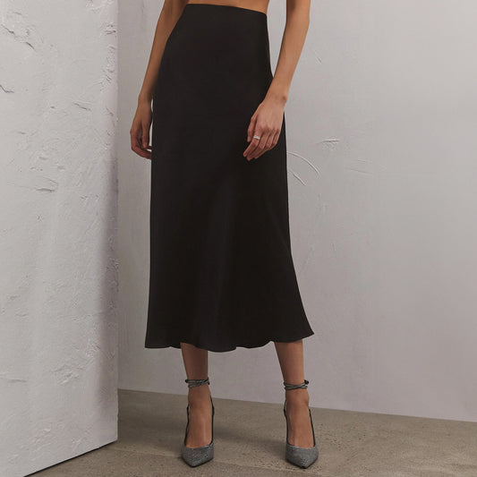 Europa Poly Sheen Skirt in Black