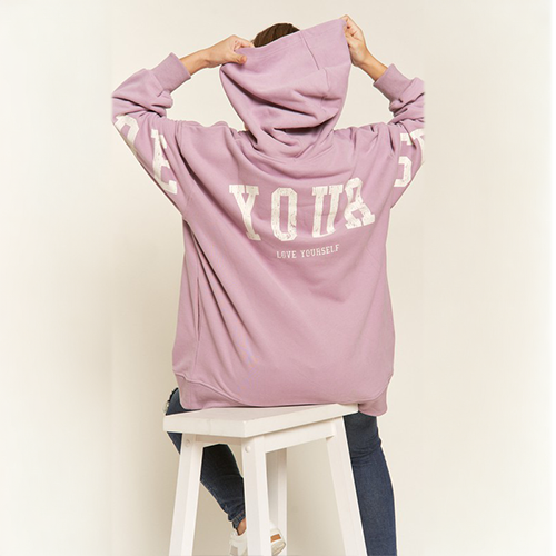 Be Yourself Graphic Hoodie in Lavender