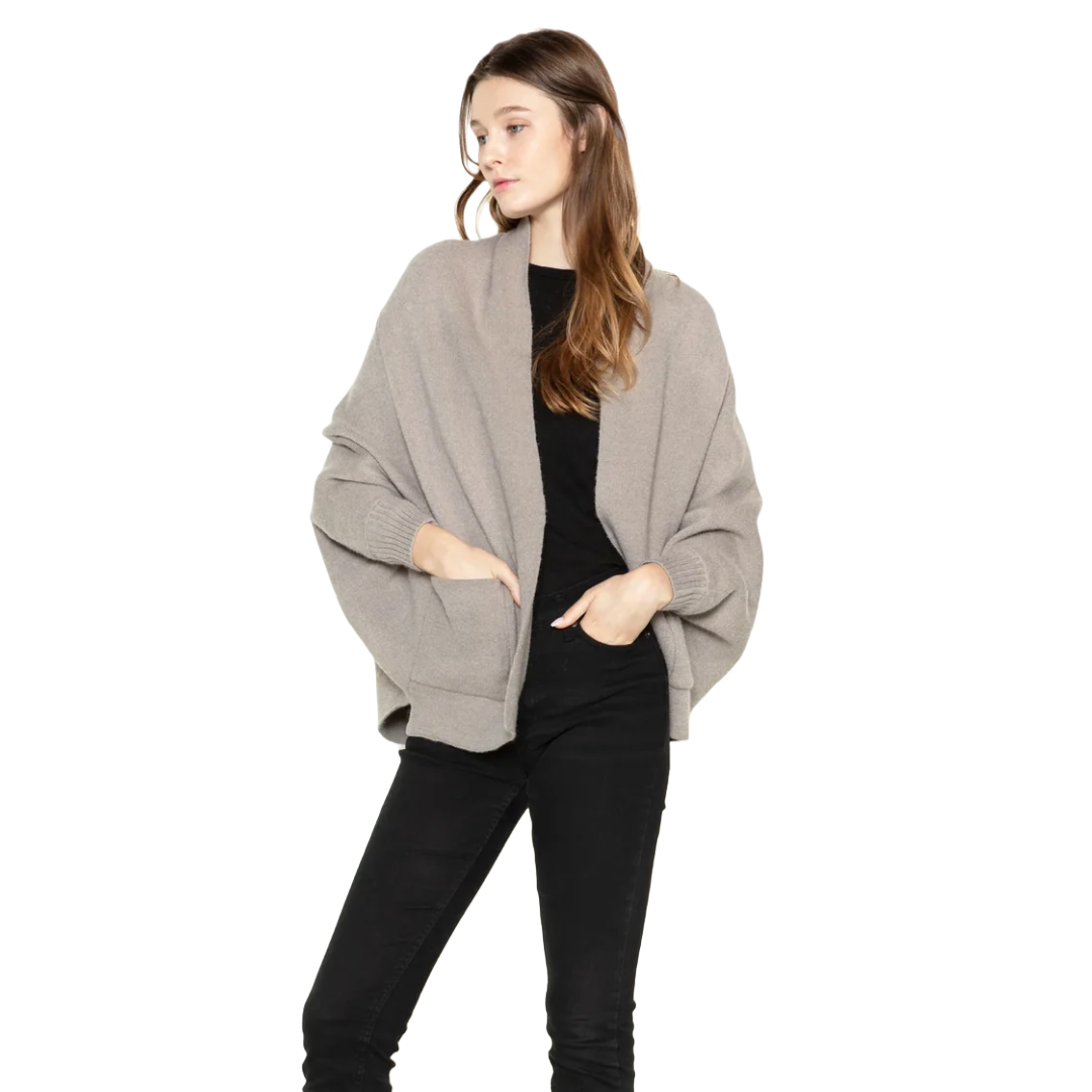 Everyday Cape Cardigan in Stone