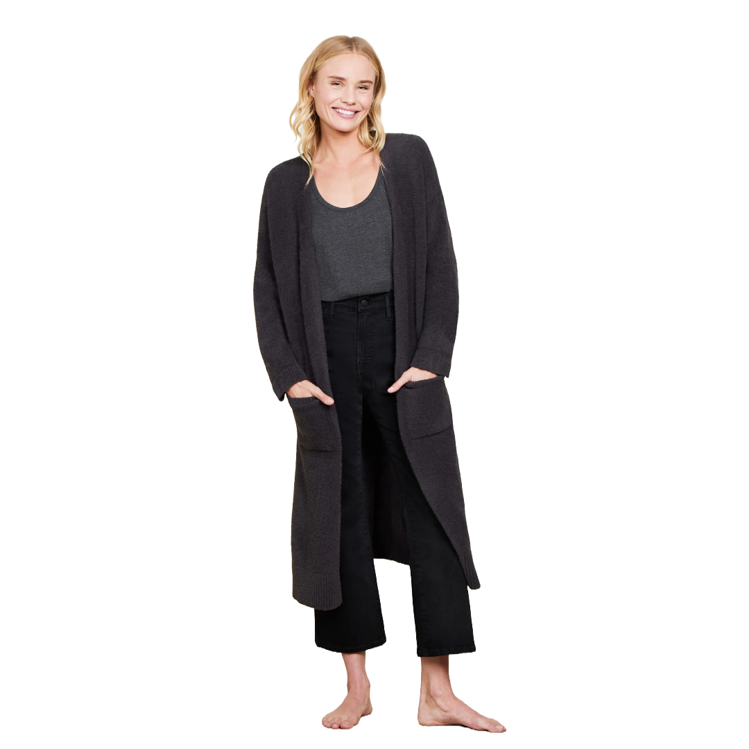 Cozy Chic Luxe High Slit Cardigan in Carbon