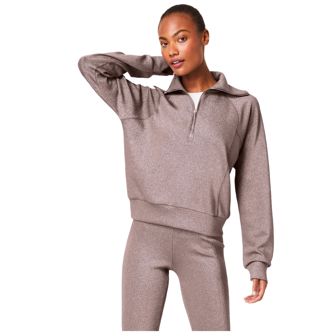 Air Essentials Shine Half Zip in smoke silver