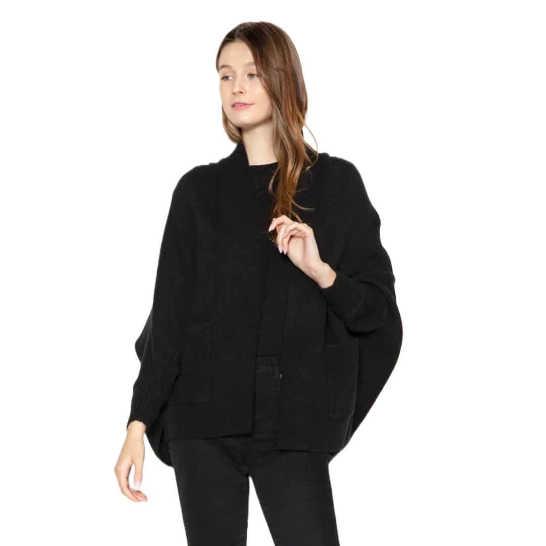 Everyday Cape Cardigan in Black