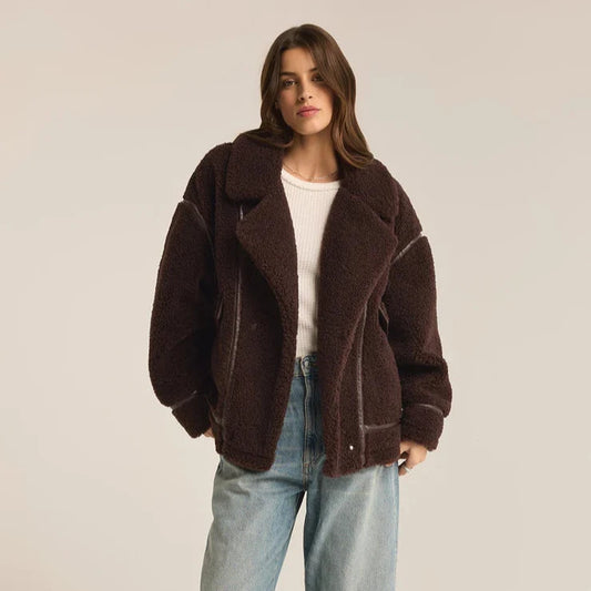 Ari Sherpa Coat in Dark Chocolate