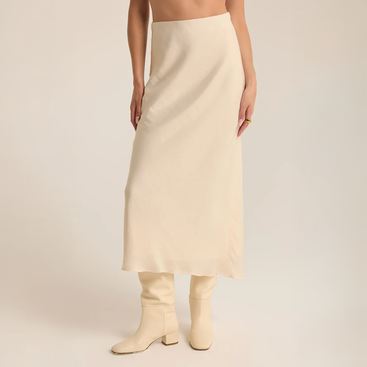 Europa Poly Sheen Skirt in Sea Salt