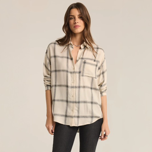 River Plaid Button Up in Seasalt