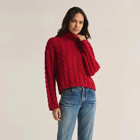 Tied To You Sweater in Haute Red