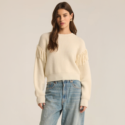 On The Fringe Sweater in Seasalt