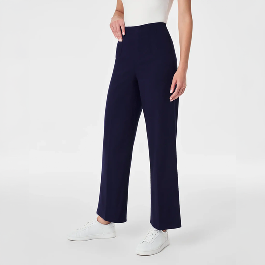 Stretch Twill Cropped Wide Leg in Lapis Blue