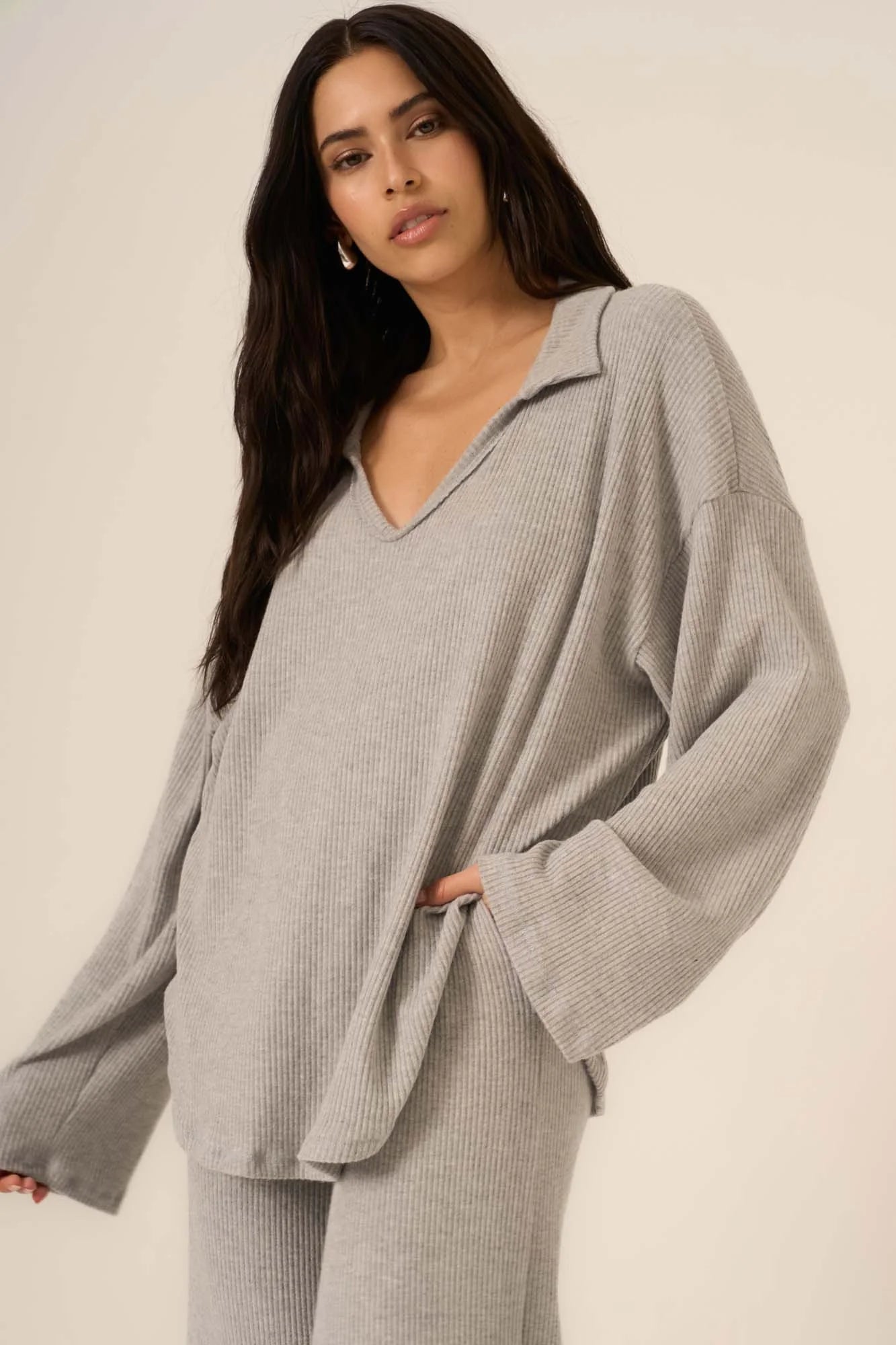 Zoey Brushed L/s Top grey