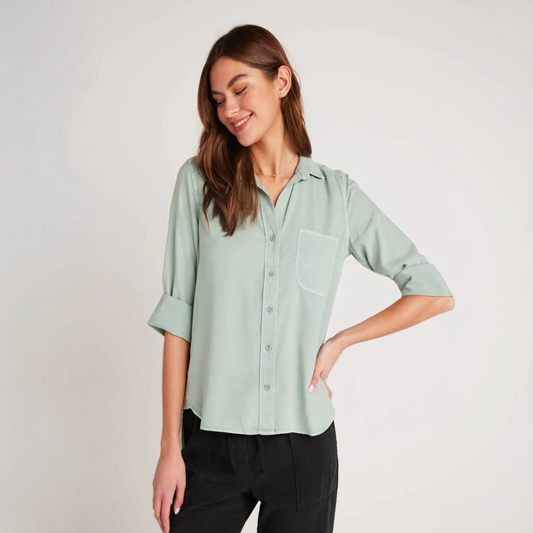 Shirt Tail Button Down in Oasis Green
