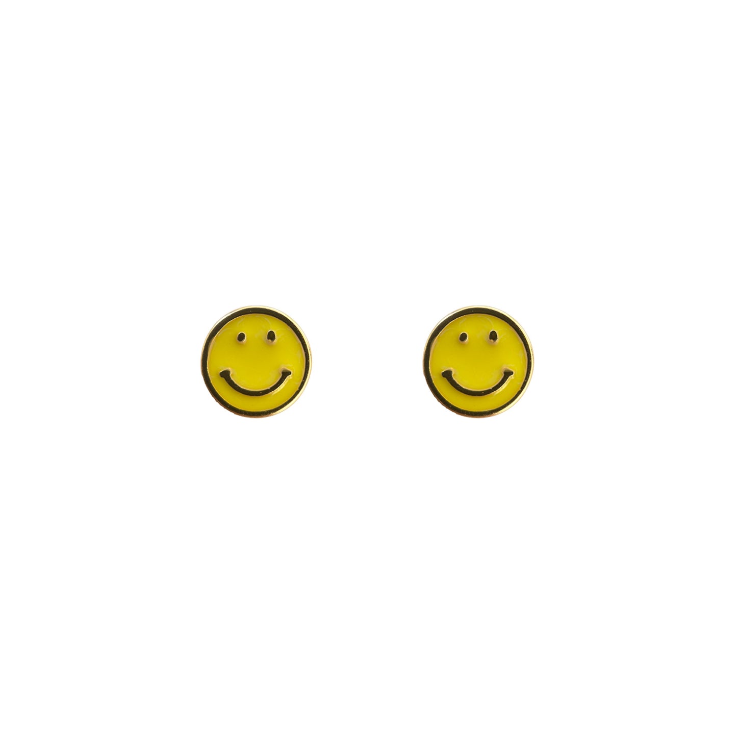 Enamel Smiley Face Stud in Yellow