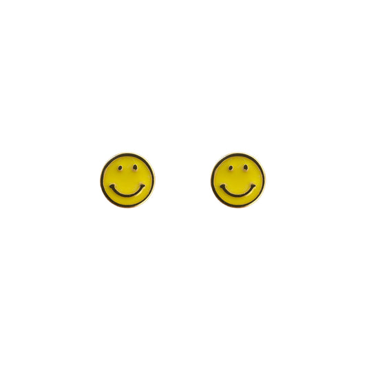 Enamel Smiley Face Stud in Yellow